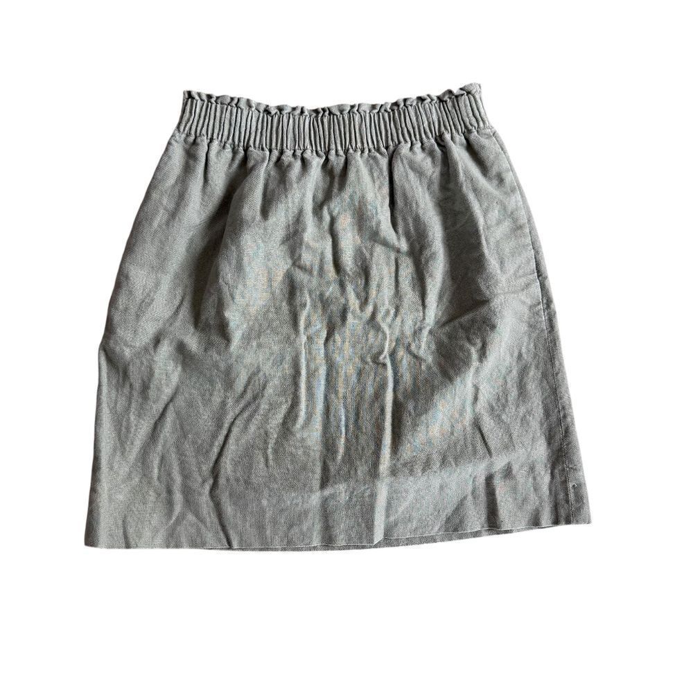 J. Crew Khaki Skirt Size 00 Linen Blend Elastic Waist Mini Short